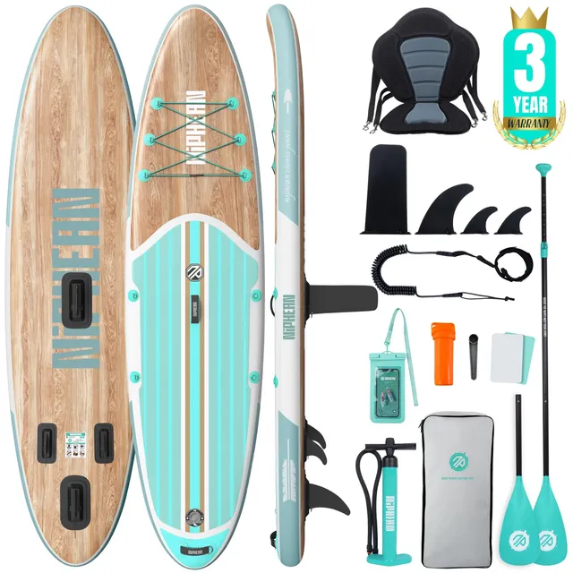 Niphean Paddle Gonflable Adulte avec Tous Les Accessoires, 320cm Planches de Stand Up Paddle Gonflables pour Tous Les Niveaux, Sup avec Capacité 200 kg pour 2 Personnes, Paddle Gonflable avec Siège