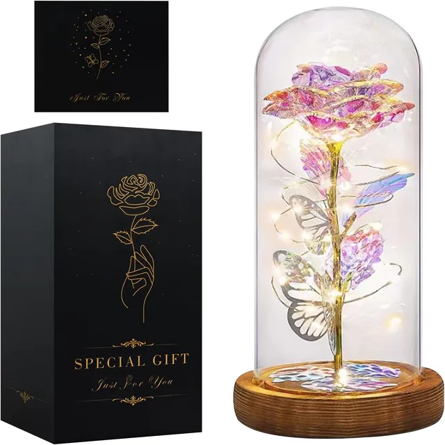 Rose Eternelle Blanche,Cadeau Noel Femme,Rose Belle et la Bete