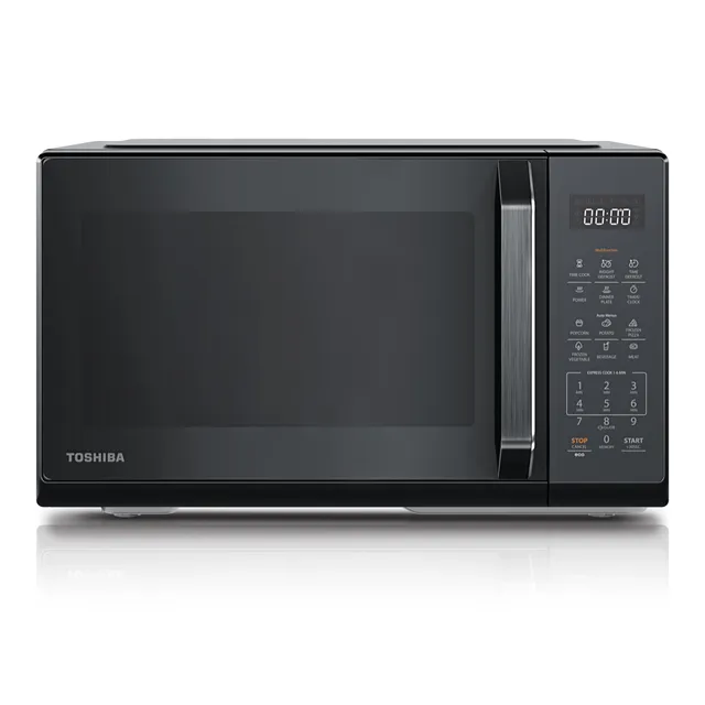 Toshiba Micro-ondes MW3-EM23PE(BK), 23L, Micro-ondes sur Pied, Chauffage Rapide 800W,11 Niveaux de Puissance, avec 7 Menus Automatiques, Noir