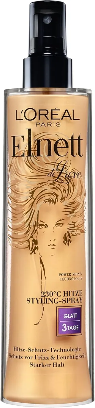 L'Oréal Paris Elnett Spray coiffant à la chaleur, protection contre la chaleur à 230 °C, anti-frisottis, coiffage longue durée – jusqu'à 72 h, soin et prolongement de la coiffure avec complexe