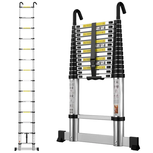 gymount Echelle Telescopique 4,1m en Aluminium Échelle Télescopique