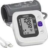 GPZON Tensiomètre Électronique Professionnel Pour Le Haut du Bras, Manchette ajustable 22cm-42cm, Mémoire 2x120, Blanc