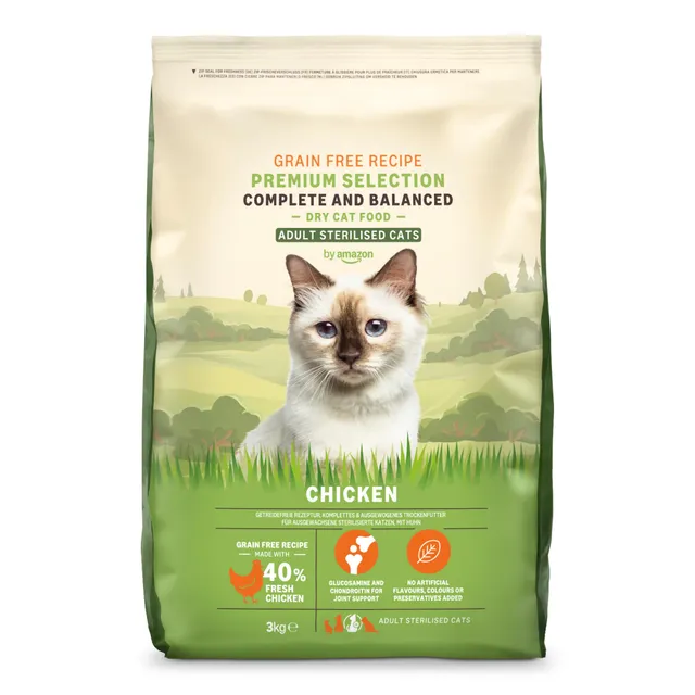 by Amazon Aliment pour chat adultes stérilisés sans céréale, élaboré avec de la viande fraîche de poulet - 3 kg (Anciennement une marque Lifelong, même produit)