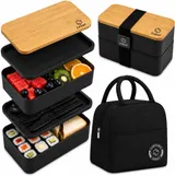 zaraf Bento Lunch Box 2 Couches Boite Repas Compartiment 1200 ml Lunchbox Hermétique avec Couverts Kit et Sac Isotherme Repas Boite Bento pour Adultes Enfants (1200, Millilitres)
