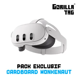 Meta Quest 3 512 Go | Casque VR — 30 % de pixels en plus — 2 x plus de performance graphique — Réalité virtuelle sans fil — Pack Gorilla Tag Cardboard Monkenaut — Exclusivité Amazon