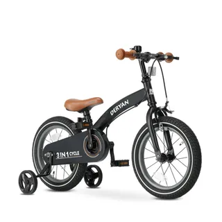 Deryan Vélo pour Enfant 14" | 3en1 | Vélo avec Selle réglable et Guidon | Vélo Enfant pour garçons et Filles | vélo d'équilibre | Noir