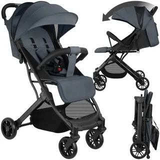 tectake® Poussette compacte 0-36 mois Pliable avec Panier de rangement Dossier inclinable Harnais 5 points Poussette compacte & légère Poussette voyage Accessoires Bébé Nouveau né Enfant Baby stroller