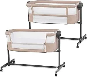 Kinderkraft NESTEE UP 2 Lit bébé cododo, Lit Bebe avec Matelas de la Naissance, Réglage de la Hauteur, Facile Adapter au lit du Parent, Pieds réglables, Beige