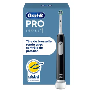 Oral-B Brosse à Dents Electrique Pro 1 avec Brossette de Rechange, Noire – 3 Modes de Nettoyage dont Douceur, Brossage avec des Oscillo-Rotations et Pulsations, Chargeur