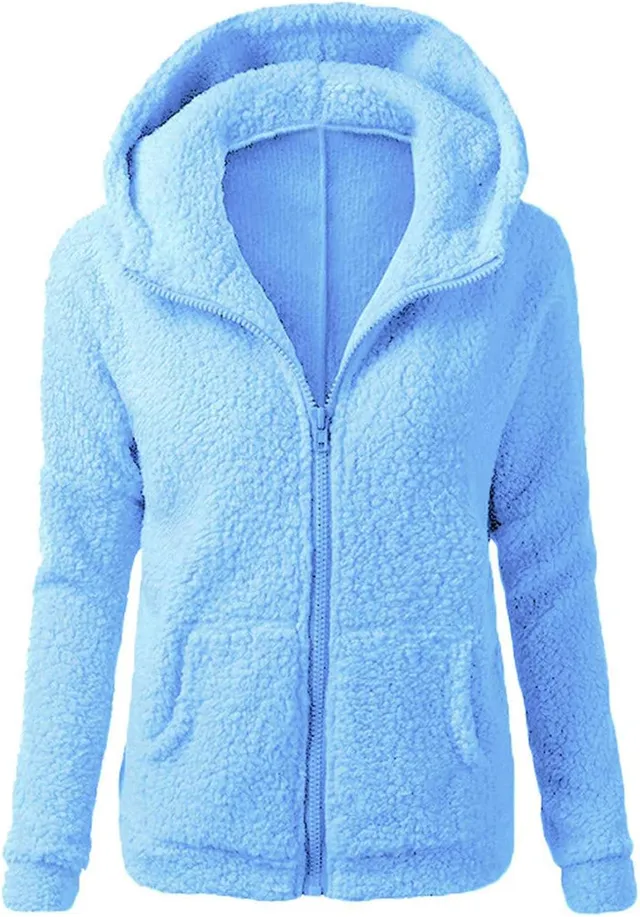 Générique Sweat à Capuche Zippé Femme Polaire Automne Hiver Chaud Veste en Peluche Manche Longue Couleur Unie Grande Taille Blouson Décontracté Sport avec Poches