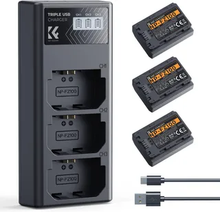 K&F CONCEPT NP-FZ100 Batterie et Chargeur à Trois Slot 3X 2280mAh Batterie