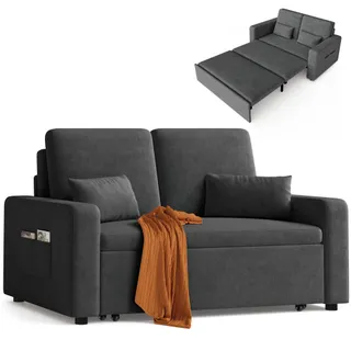 Xbro Canape lit 2 Places Convertible 147x196x87 cm, Canapé-lit 2 Places Extensible à 4 roulettes, Sofa-lit Moderne en Velours, Gris foncé