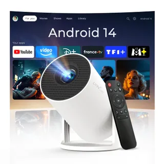 Vidéoprojecteur Compatible 4K Android 14 Mini Video Projecteur Contrôle App