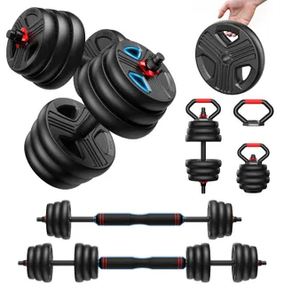 FEIERDUN 10/15/20/25/30/40kg 5 En 1 Kit Haltères Musculation, Poids Réglable, Disque Musculation Dumbbells Barres Pour La Salle De Sport