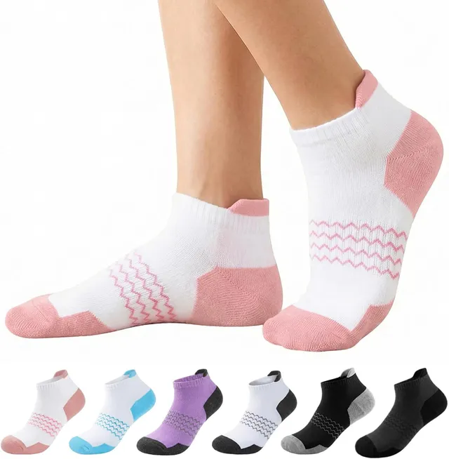 6 Paires Chaussettes Femme Socquettes 39-42/35-38 Coton Courtes Chaussettes de Sport Respirant Anti Transpiration Antiderapante Socquettes Running