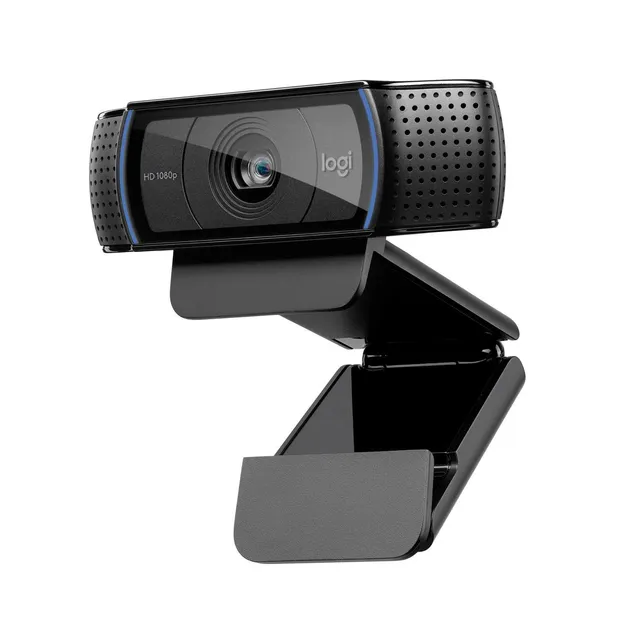 Logitech Webcam C920 HD Pro, Appels et Enregistrements Vidéo Full HD 1080p, Gaming Stream, Deux Microphones, Petite, Agile, Réglable, PC/Mac/Portable/Tablette/Chromebook - Noir