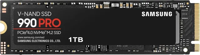 Samsung SSD 990 Pro NVMe M.2 Pcle 4.0, SSD Interne, Capacité 1 To, Vitesse de lecture jusqu'à 7 450 Mo/s, Gestion Intelligente de la Chaleur avec Revêtement en Nickel, MZ-V9P1T0BW