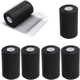 Tulle de Noël Noir, Tulle de Mariage Noir et Nappe Argentée - Set de 6 Rouleaux pour Mariages et Autres Occasions