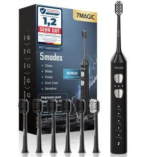 7MAGIC Brosse à dents électrique sonique, 180 jours d'autonomie, Noir