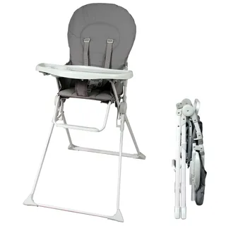 Bambisol Chaise Haute Bébé Pliable - Ultra Compacte et Légère (4,7kg) - Tablette Amovible Réglable - Pliable Facile - Nettoyage Facile - Sécuritaire - Bébé jusqu'à 3 ans et/ou 15 kg - Grise