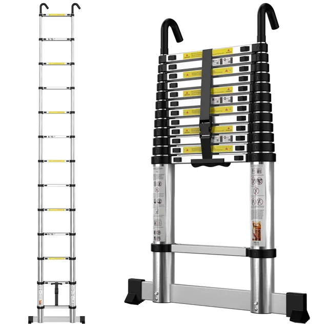 gymount Echelle Telescopique 3,8m en Aluminium Échelle Télescopique