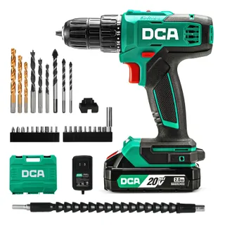 DCA Perceuse-Visseuse Sans Fil 20V, 40 Nm, Mandrin 10 mm, Batterie 2,0 Ah