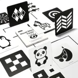 beiens Bébé Cartes Flash Noir et Blanc, Jouets pour Le Développement du Cerveau du Nouveau-né, Cartes D'activités d'apprentissage par Stimulation Visuelle pour 0-36 Mois, 20 PCs 40 Pages-14 X 14 CM