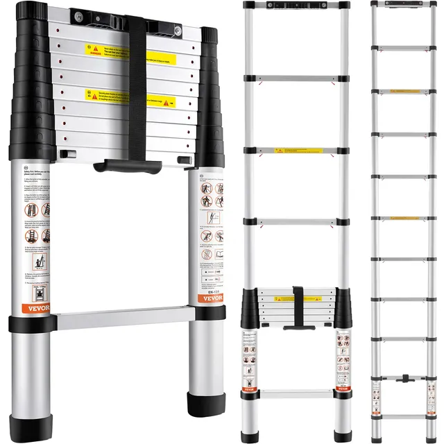 VEVOR Échelle Télescopique Aluminium 3,2 m, Extensible Charge Max. 170 kg
