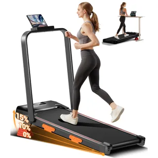 UMAY Tapis de Course Pliable Inclinable 10KM/H, Tapis de Marche Pliable Inclinable avec Moteur Silencieux Amélioré de 2.5HP, Charge Max 136KG, pour la Maison