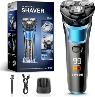 Skycool Men's Electric Shaver, Rechargeable Wireless Men's Beard Trimmer