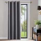 PONY DANCE Rideau Occultant - Décoration de Porte Fenêtre Intérieurs - Lot de 1 Panneaux Anti Chaleur Anti Froid avec Oeillets Isolation Lumineux, Largeur 132 x Hauteur 210cm, Gris