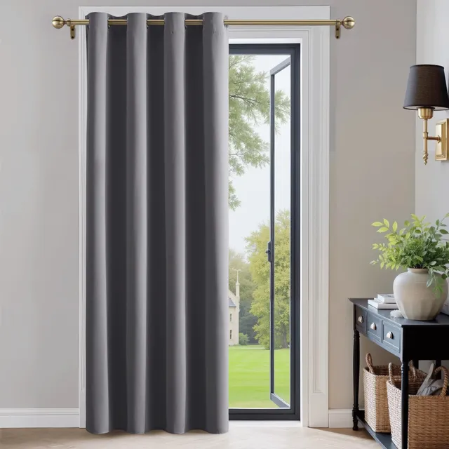 PONY DANCE Rideau Occultant - Décoration de Porte Fenêtre Intérieurs - Lot de 1 Panneaux Anti Chaleur Anti Froid avec Oeillets Isolation Lumineux, Largeur 132 x Hauteur 210cm, Gris