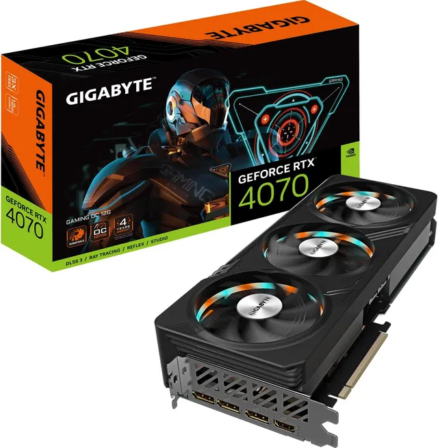 GIGABYTE GeForce RTX 4070 GAMING OC 12GB Graphics Card - 12GB DDRX6 21Gbps 192bit, PCI-E 4.0, Core 2565MHz, RGB, DisplayPort 1.4, HDMI 2.1a, NVIDIA DLSS 3, GV-N4070GAMING OC-12GD