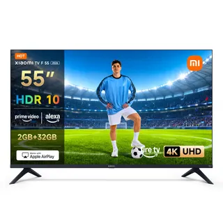 XIAOMI TV F 55, 140 cm (55 Pouces), 4K UHD, Smart TV, Fire TV, Contrôle Vocal Alexa, HDR10, MEMC, 60Hz avec 120Hz Game Boost Mode, 2Go+32Go, Compatible avec AirPlay