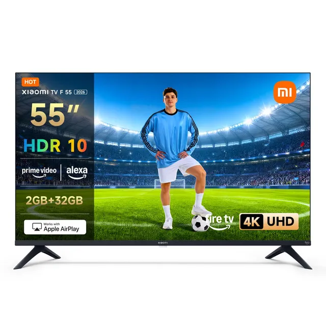 XIAOMI TV F 55, 140 cm (55 Pouces), 4K UHD, Smart TV, Fire TV, Contrôle Vocal Alexa, HDR10, MEMC, 60Hz avec 120Hz Game Boost Mode, 2Go+32Go, Compatible avec AirPlay