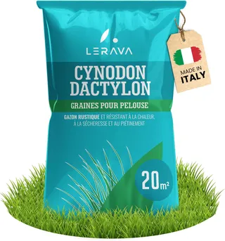 LERAVA Cynodon Dactylon (200 g) - 20 m² - Trem-resistant and drought resistant - Ideal for Mediterranean and coastal lawns - consumes up to 20% less water