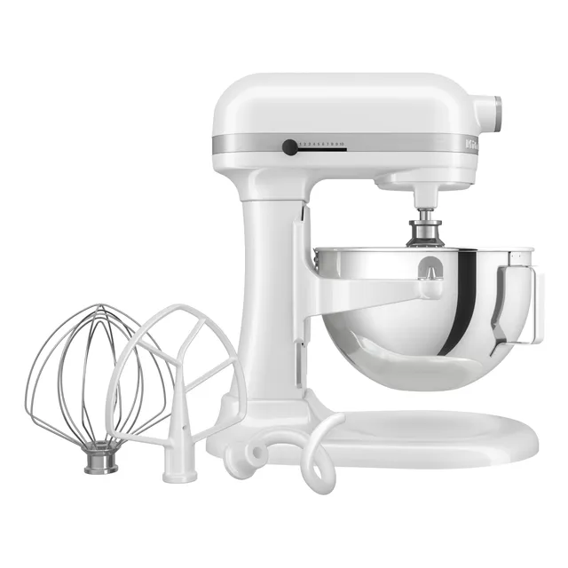 KitchenAid Robot Pâtissier Heavy Duty 5.2L, Corps & Engrenages Tout Métal, 11 Vitesses, Flex Edge, 67 Points de Contact, Blanc