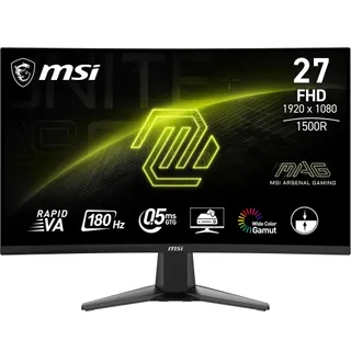 MSI MAG 27C6F écran Gaming incurvé FHD de 27" - Dalle Rapid VA 1920 x 1080 1500R, 180 Hz / 0,5ms (GtG, Min.), Adaptive-Sync - DP 1.2a, HDMI CEC