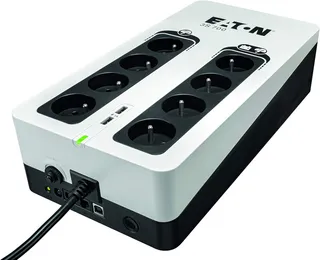 Eaton Onduleur Parafoudre 3S 700 FR - Off-Line UPS - Alimentation sans Interruption - Puissance 700VA (8 Prises FR, Silencieux, 2 Ports de Charge USB Type-A) - Interface USB - Noir&Blanc (3S700F)