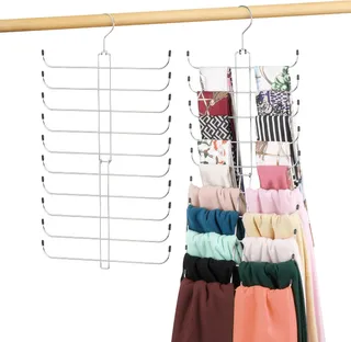 Cintre à écharpes pour Placard, 20 organiseurs d'écharpes de Grande capacité, Porte-écharpes économisant de l'espace pour Hijab, organiseurs de Placard et de Rangement, Argent 1 Paquet