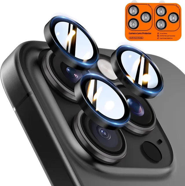 TOCOL Protection Caméra pour iPhone 15 Pro Max, iPhone 15 Pro, Noir