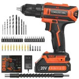 VIWKO Perceuse Visseuse Sans Fil, 20V Visseuse Devisseuse Sans Fil, 25+1 Réglages de Couple, Perceuse-visseuse Max 42Nm Visseuse, LED, jeu de 56 Accessoires pour l'Entretien et le Bricolage, Orange