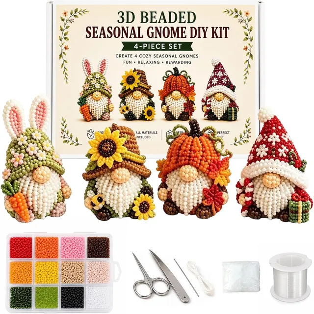 Kit Perles Gnome 3D pour Adultes, Kit de Perles Gnome Débutant, Gno-me Créatifs Perle Kits de Broderies Artistique, Kits Perles Mini Gnomes, Kit de Perles Gnomes 3D, Ensemble pour Passionnés (B)