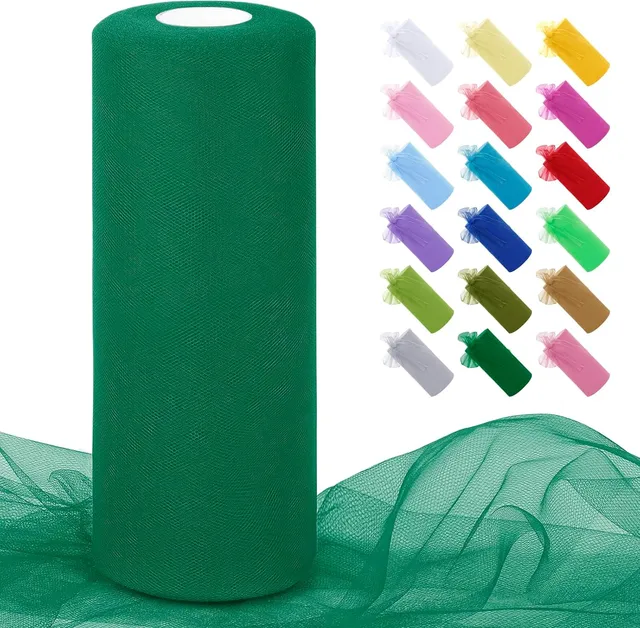 Uiopa Rouleau de Tulle Vert Lac 30cm x 91m Tulle Mariage Polyester Maille Tissu Ruban Mariage pour Tutu Jupe, Emballage Cadeau, Deco Chaise, Deco Fête, Artisanat