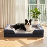 JOEJOY Panier Chien Grande Taille Orthopedique, Memoire de Forme Lit pour Chien Dehoussable Lavable, Coussin avec Structure en Nid d'abeille et Doublure Imperméable, Gris Foncé