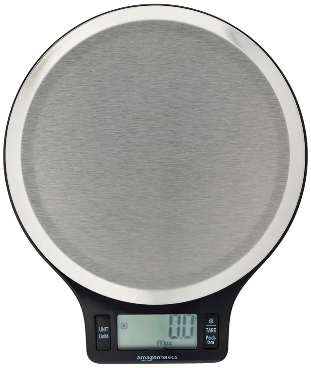 Amazon Basics Balance de cuisine numérique, sans bisphénol A, en acier inoxydable avec affichage LCD (piles fournies), Noir