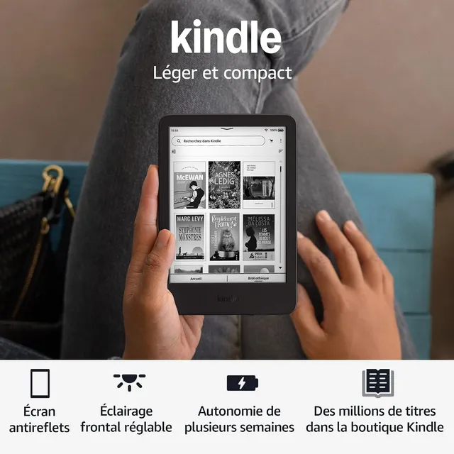 Amazon Kindle 16 Go (modèle 2024) : léger et compact, avec changements de page rapides et contraste élevé - Avec publicités - Noir