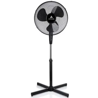 AERSON Ventilateur sur pied 40 cm | Ventilateur réglable en hauteur jusqu'à 120 cm | Débit d'air élevé et très silencieux | Éolienne avec 3 vitesses | Fonction d'oscillation env. 80°