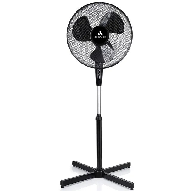 AERSON Ventilateur sur pied 40 cm | Ventilateur réglable en hauteur jusqu'à 120 cm | Débit d'air élevé et très silencieux | Éolienne avec 3 vitesses | Fonction d'oscillation env. 80°