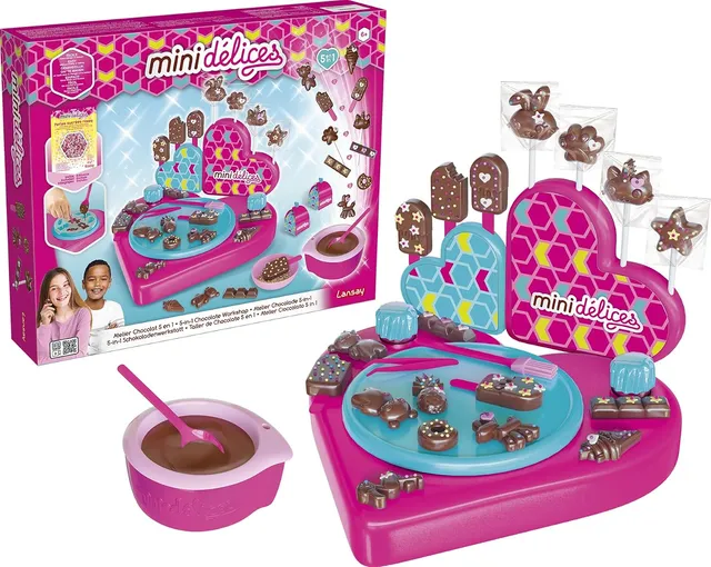 Lansay - Mini Delices - Mon Super Atelier Chocolat 5 in 1 - Kitchen Kit for Children from 6 Years Old - Making Chocolates and Lollipops - No Baking - Accessories Included - Baking Gift Idea